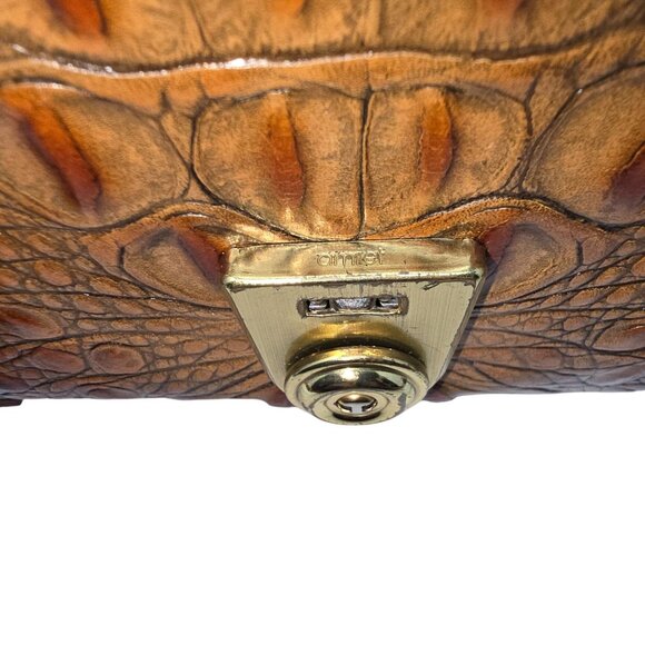 Vintage Brahmin Crocodile Embossed Shoulder Bag 14" Toasted Almond Handbag - Picture 16 of 16